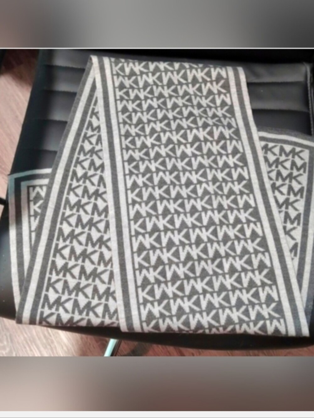 Michael Kors-Pattern Gray and White Logo Scarf